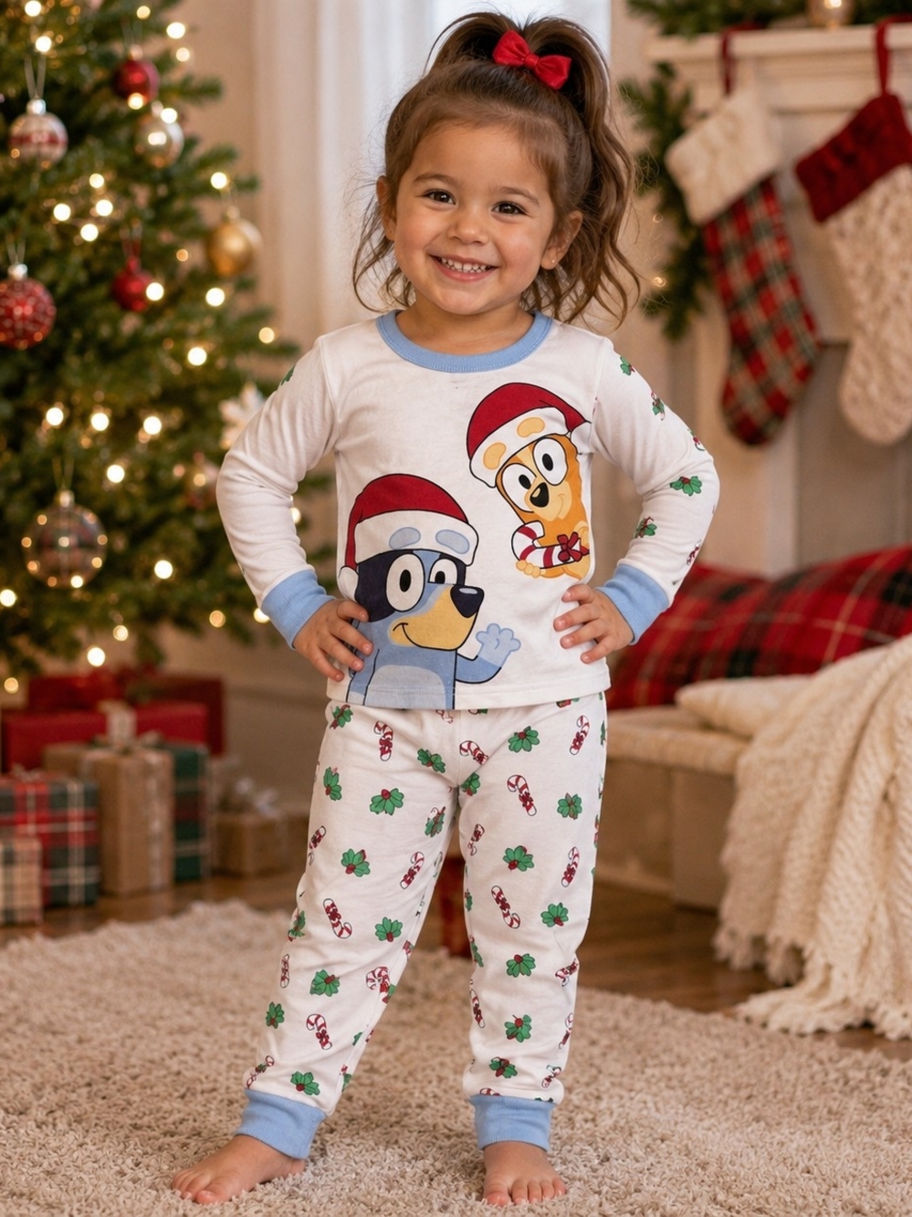 Bluey Holiday Character Kids Pajama Set - Size 3t Fits Like 2t